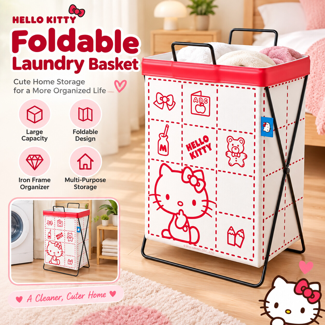Home Edit Bathroom Storage - Cesto de roupa suja grande com