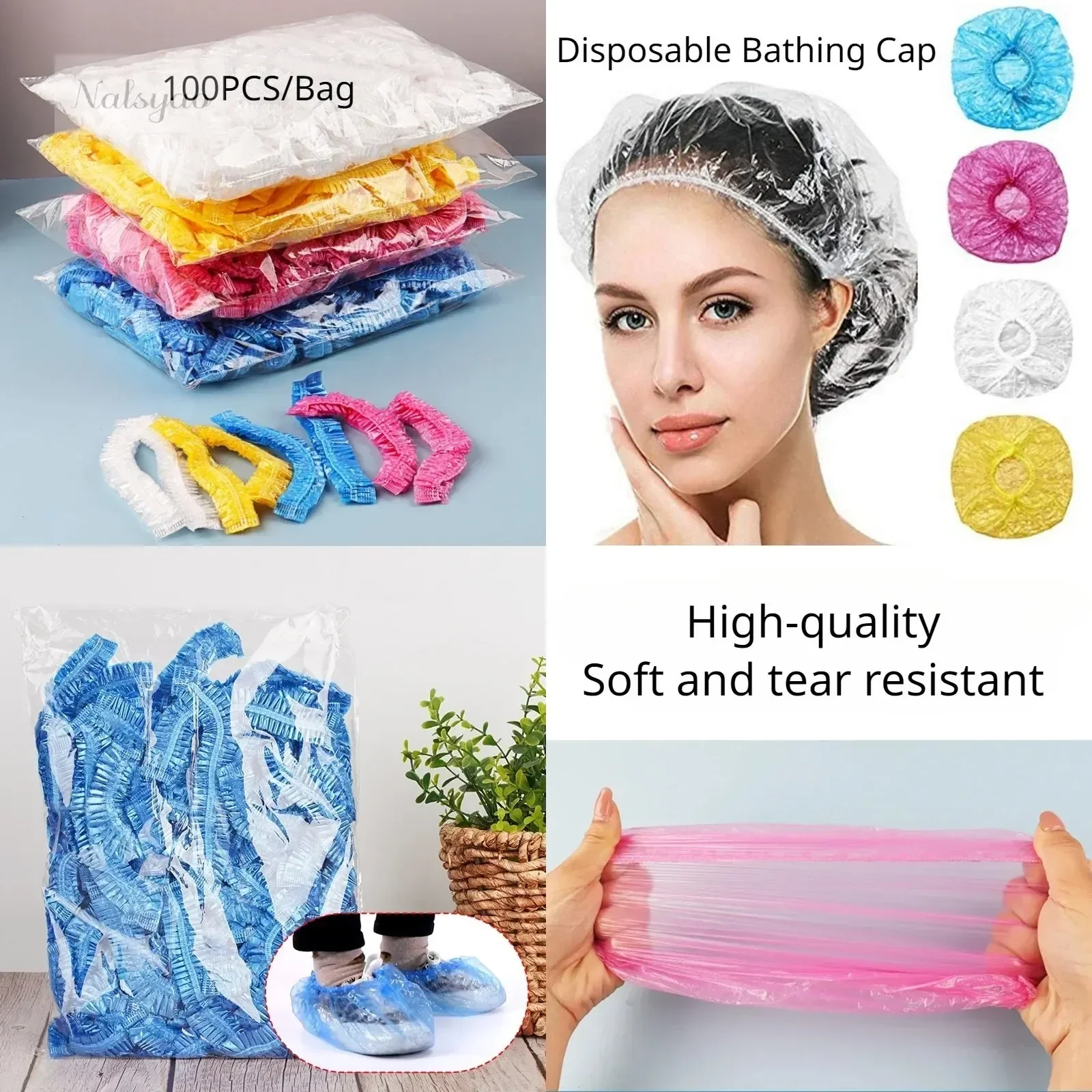 Home Essentials Bathroom Storage - Touca de banho descartável, transparente, impermeável,