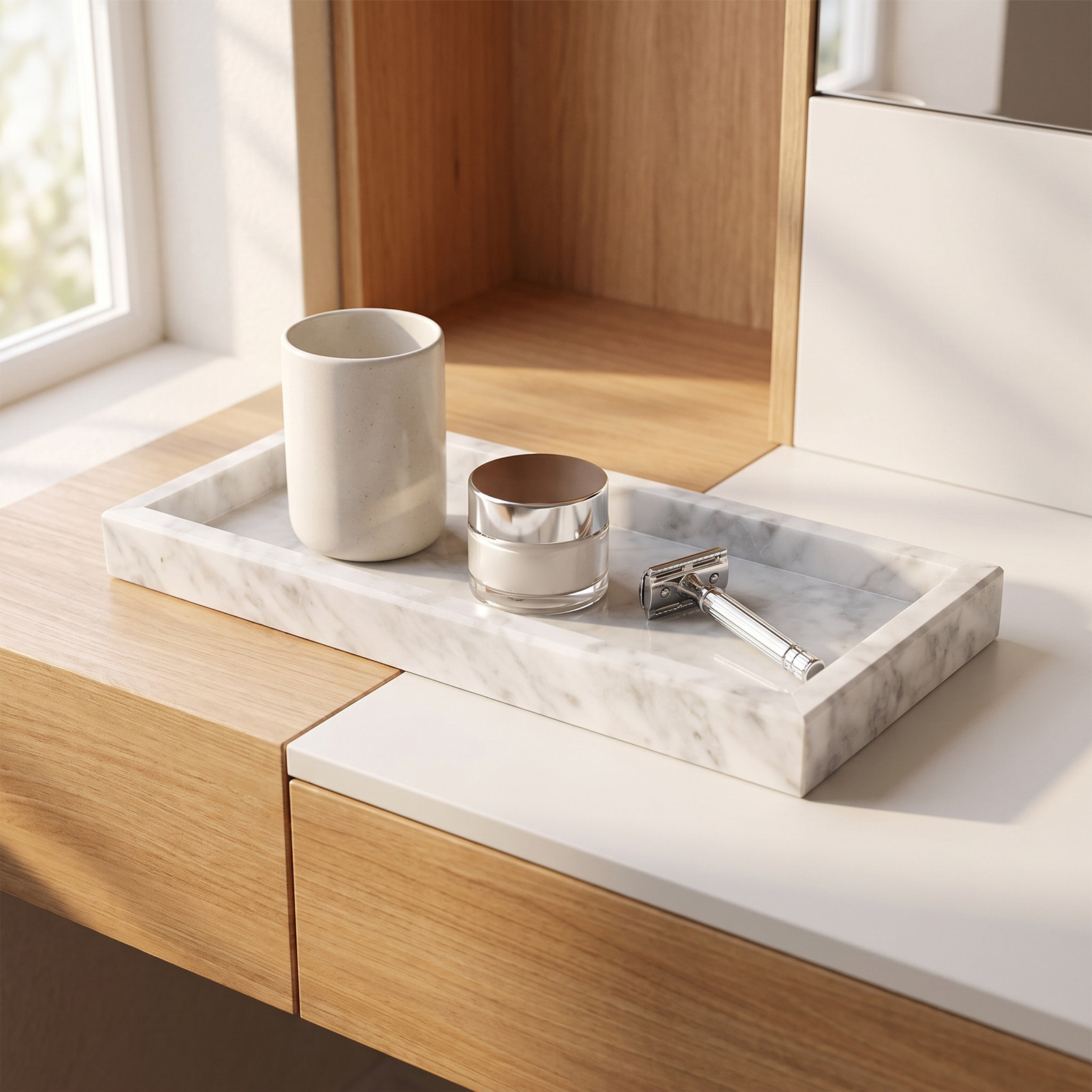 Bandeja retangular de mármore  - Home Bathroom Organizer avaliação e preço